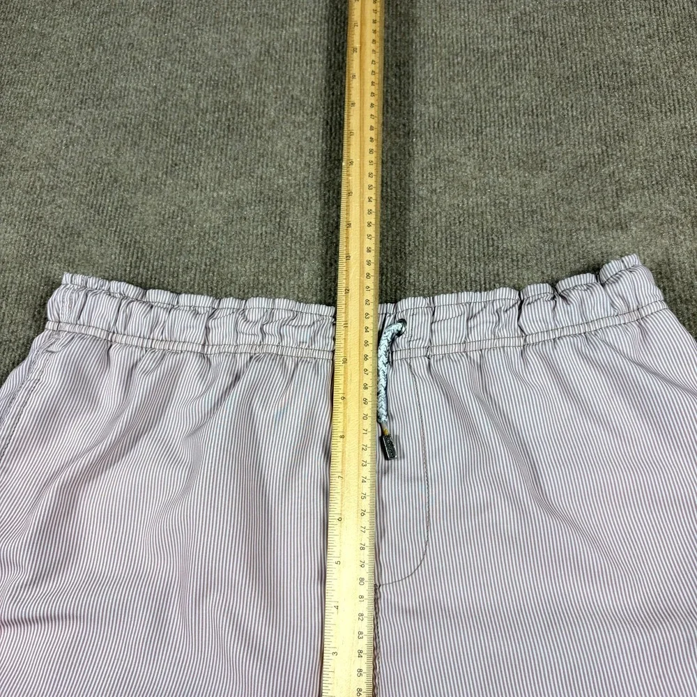 Vintage Summer Swim Shorts Mens Large White Brown Striped Seersucker Drawstring